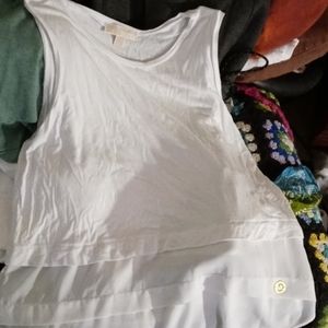A women's white loose Michael Kors tank top